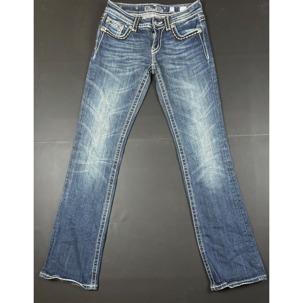 Miss Me JP5095-2 Bootcut Jeans 27 Cross Wing Rhinestone Western Y2K Dark Wash